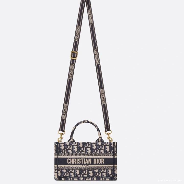 Cheap Dior Canvas Strap with Oblique Motif Book Tote Mini Blue 0813 Luxury